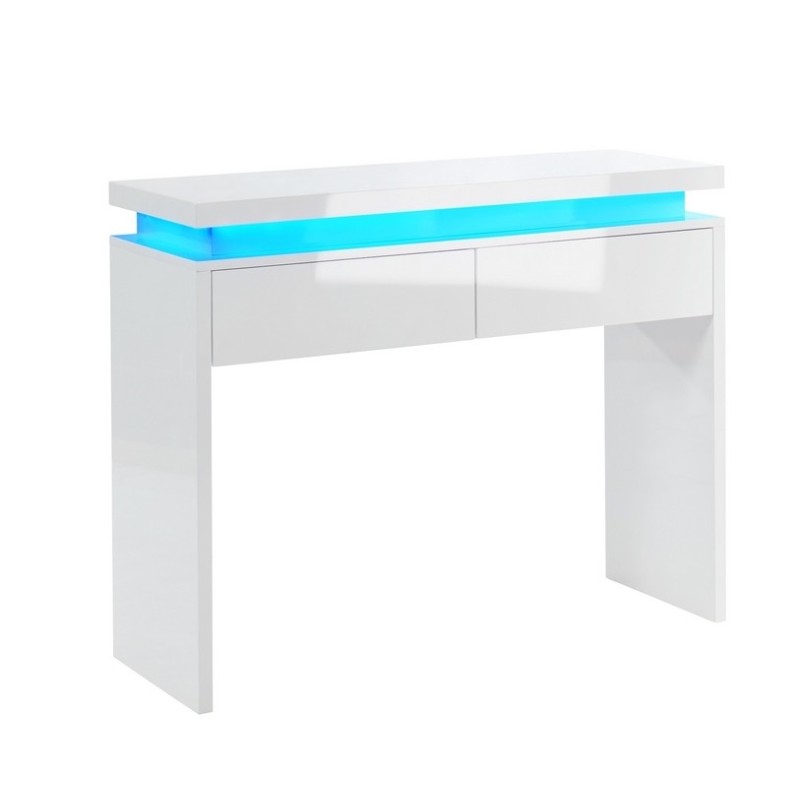 Console à led COSMOS laqué blanc brillant 100cm