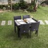 Ensemble repas TABLECHAIRP 4 places en résine tressée noire