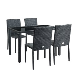 Ensemble repas TABLECHAIRP 4 places en résine tressée noire