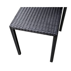 Ensemble repas TABLECHAIRP 4 places en résine tressée noire