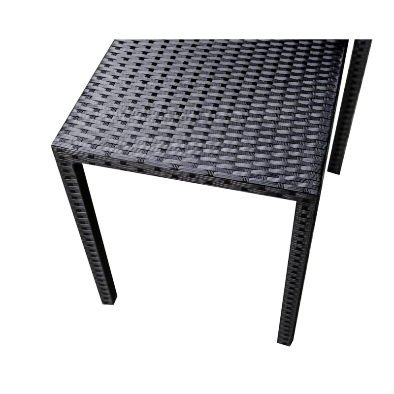 Ensemble repas TABLECHAIRP 4 places en résine tressée noire