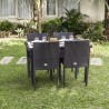 Ensemble repas TABLECHAIRP 4 places en résine tressée noire