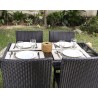 Ensemble repas TABLECHAIRP 4 places en résine tressée noire