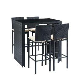 Ensemble repas bar KEA En Résine Tressée noire 4 Places