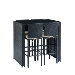 Ensemble repas bar KEA En Résine Tressée noire 4 Places