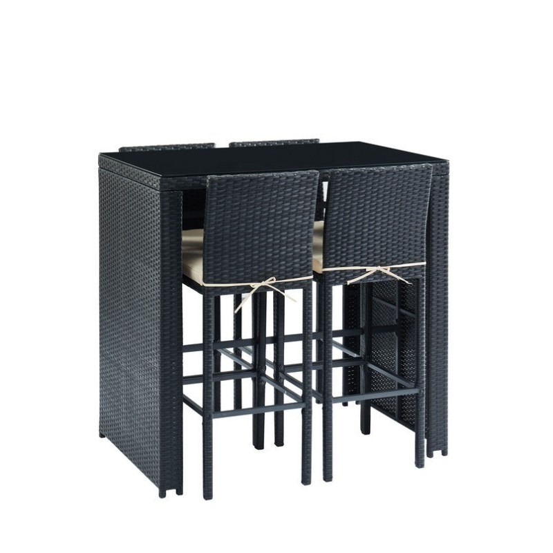 Ensemble repas bar KEA En Résine Tressée noire 4 Places