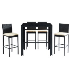 Ensemble repas bar KEA En Résine Tressée noire 4 Places