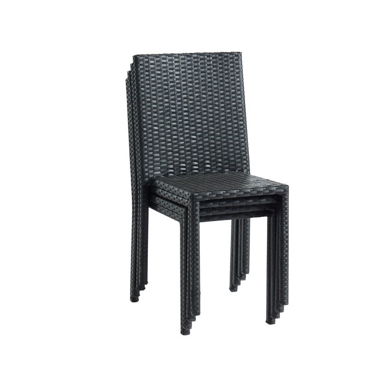 Ensemble repas de jardin TABLECHAIR En Résine Tressée noire 6 Places