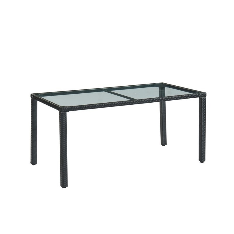 Ensemble repas de jardin TABLECHAIR En Résine Tressée noire 6 Places