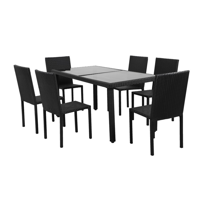 Ensemble repas TABLECHAIR2 6 places en resine tressée noire