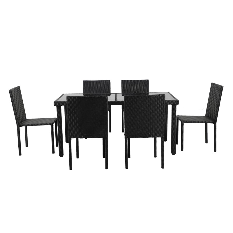 Ensemble repas TABLECHAIR2 6 places en resine tressée noire