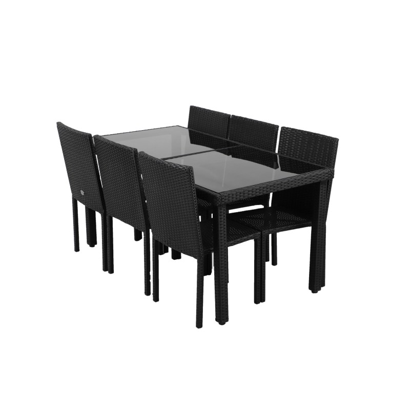 Ensemble repas TABLECHAIR2 6 places en resine tressée noire