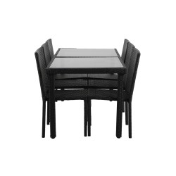 Ensemble repas TABLECHAIR2 6 places en resine tressée noire