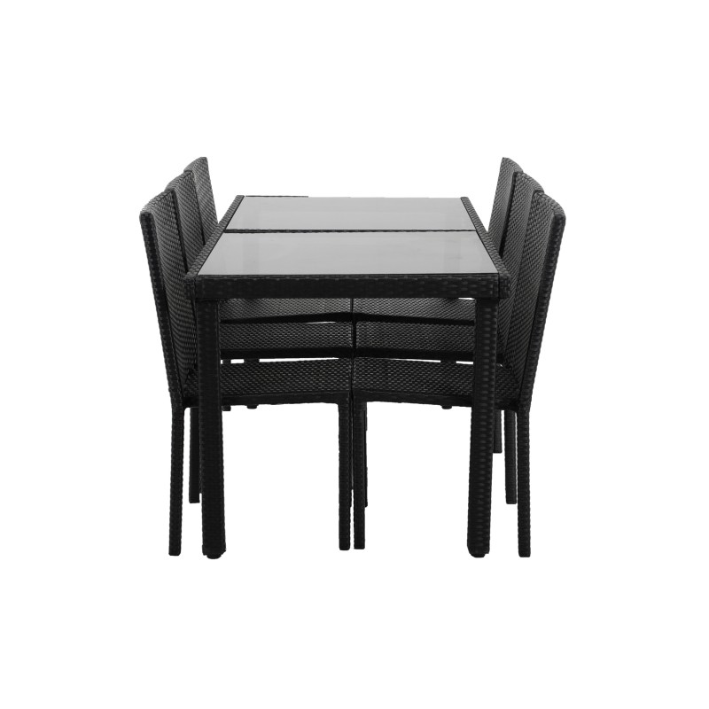 Ensemble repas TABLECHAIR2 6 places en resine tressée noire