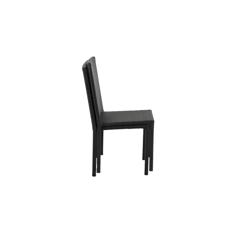 Ensemble repas TABLECHAIR2 6 places en resine tressée noire
