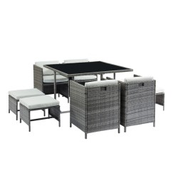 Salon de jardin CARIOCA En Résine Tressée Grise 4 Places