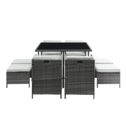 Salon de jardin CARIOCA En Résine Tressée Grise 4 Places