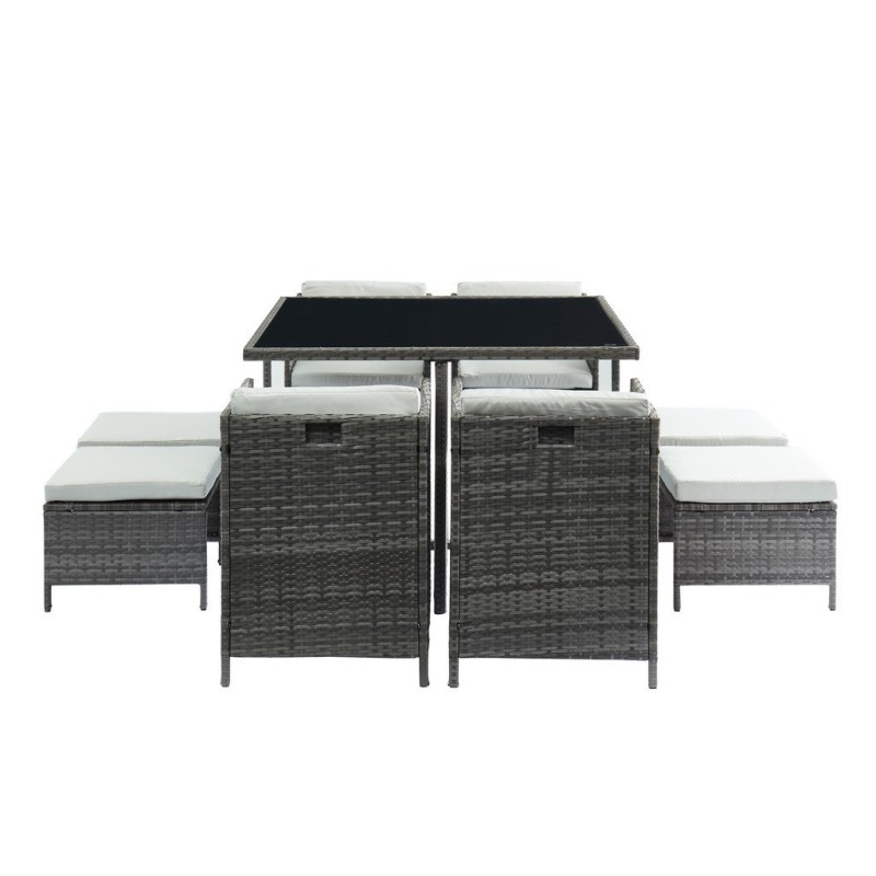 Salon de jardin CARIOCA En Résine Tressée Grise 4 Places