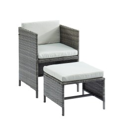 Salon de jardin CARIOCA En Résine Tressée Grise 4 Places