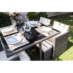 Salon de jardin CARIOCA En Résine Tressée Grise 4 Places