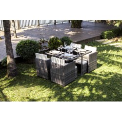 Salon de jardin CARIOCA En Résine Tressée Grise 4 Places