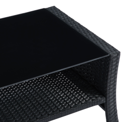 Salon de Jardin FIDJI 4 places en résine tressée noire et coussins beige