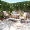 Salon de jardin ARIEL Coussins beige En Acier et Rotin Naturel