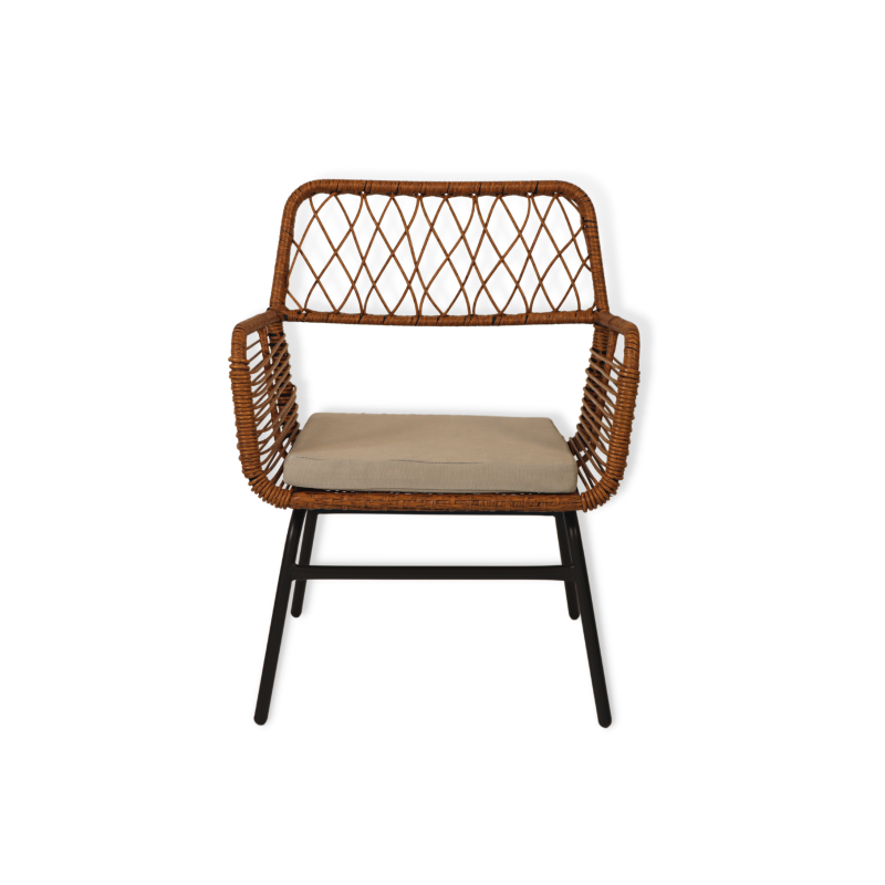 Salon de jardin ARIEL Coussins beige En Acier et Rotin Naturel