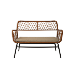 Salon de jardin ARIEL Coussins beige En Acier et Rotin Naturel