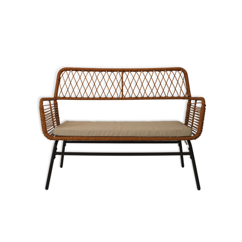 Salon de jardin ARIEL Coussins beige En Acier et Rotin Naturel