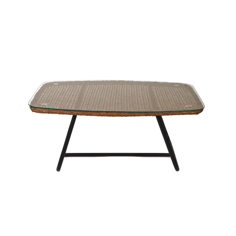 Salon de jardin ARIEL Coussins beige En Acier et Rotin Naturel