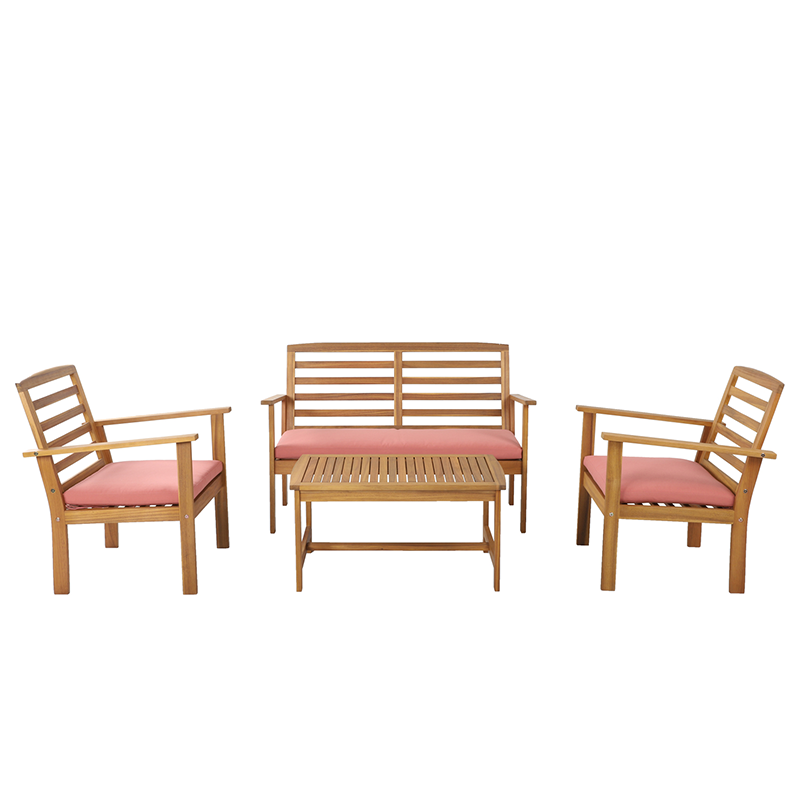 Salon de jardin LOMA 4 places en bois d'acacia FSC coloris terracota