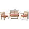 Salon de jardin LOMA 4 places en bois d'acacia FSC coloris terracota