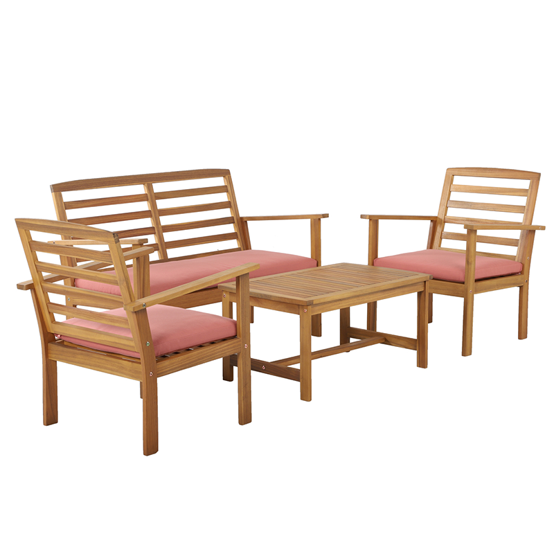 Salon de jardin LOMA 4 places en bois d'acacia FSC coloris terracota