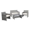 CLEO Salon de jardin 4 places en résine tressée grise