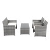 CLEO Salon de jardin 4 places en résine tressée grise