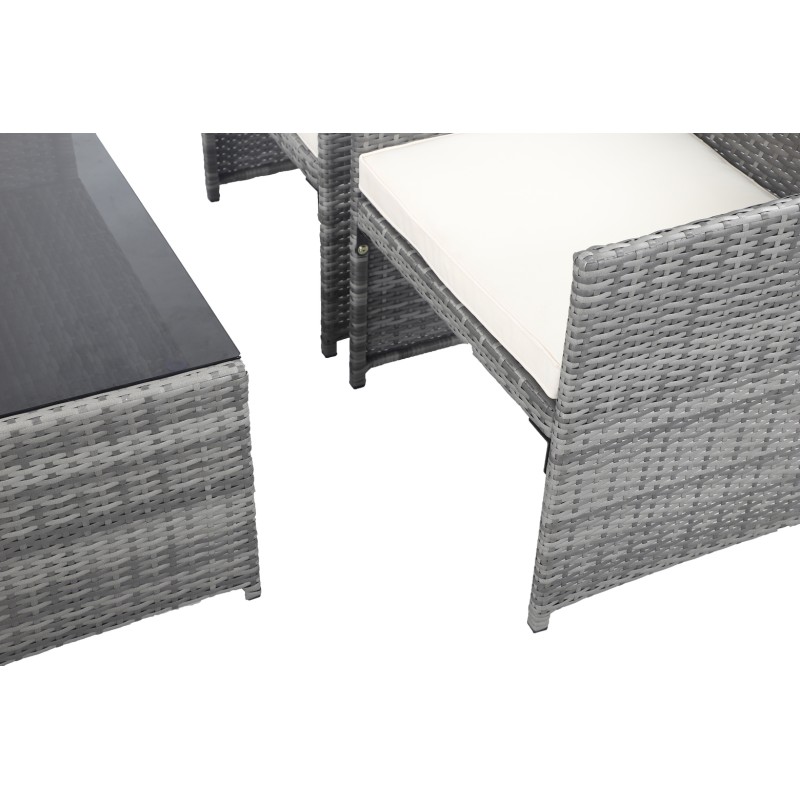 CLEO Salon de jardin 4 places en résine tressée grise