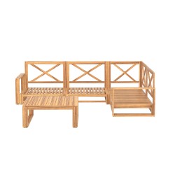 Salon de jardin EDEN en bois d'acacia 4 places coussins coloris gris chiné