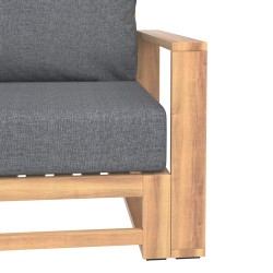 Salon de jardin EDEN en bois d'acacia 4 places coussins coloris gris chiné