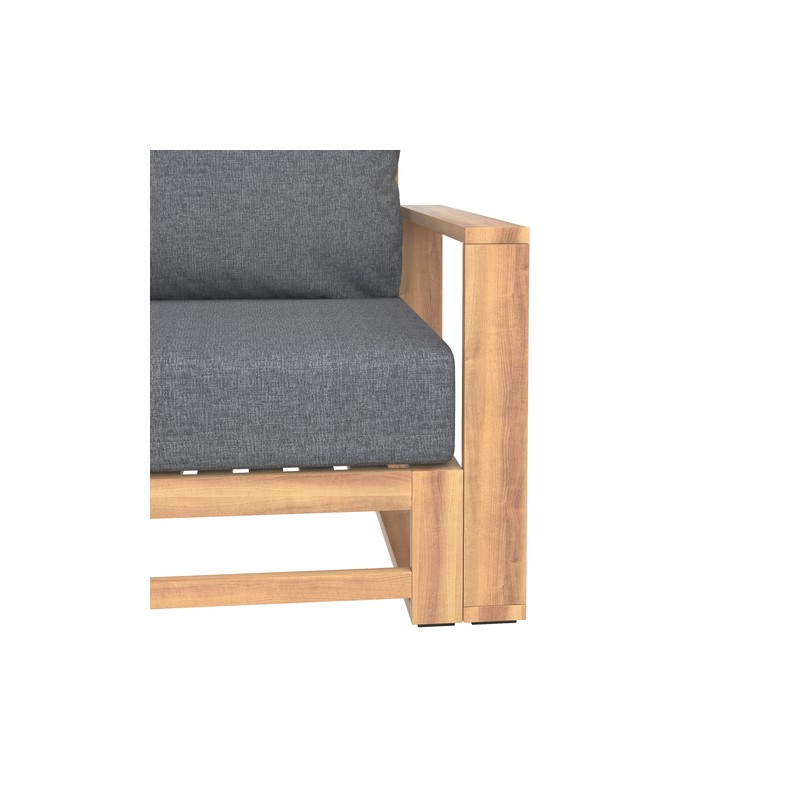 Salon de jardin EDEN en bois d'acacia 4 places coussins coloris gris chiné