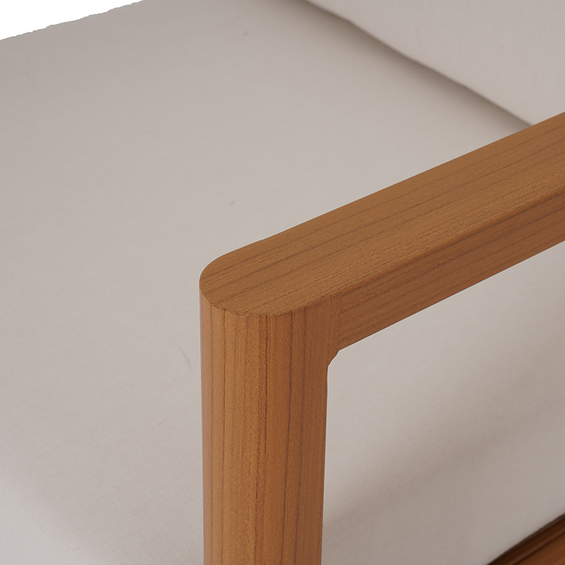 Salon de jardin MADINA 4 places en aluminium effet bois coloris beige sable