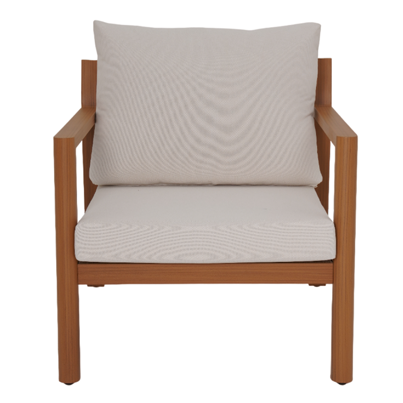 Salon de jardin MADINA 4 places en aluminium effet bois coloris beige sable