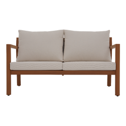 Salon de jardin MADINA 4 places en aluminium effet bois coloris beige sable