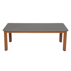 Salon de jardin MADINA 4 places en aluminium effet bois coloris beige sable