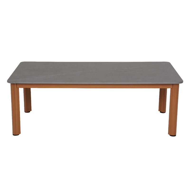 Salon de jardin MADINA 4 places en aluminium effet bois coloris beige sable