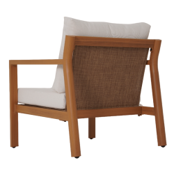 Salon de jardin MADINA 4 places en aluminium effet bois coloris beige sable