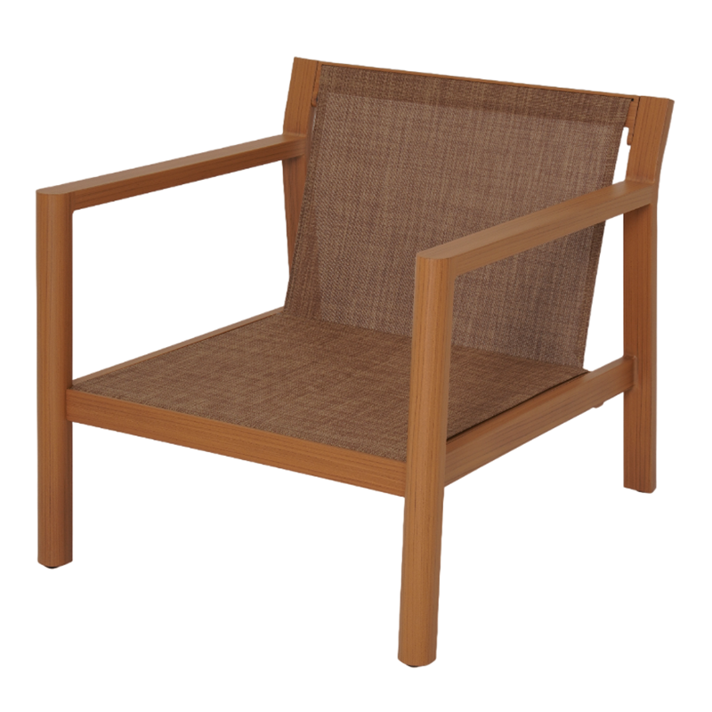 Salon de jardin MADINA 4 places en aluminium effet bois coloris beige sable