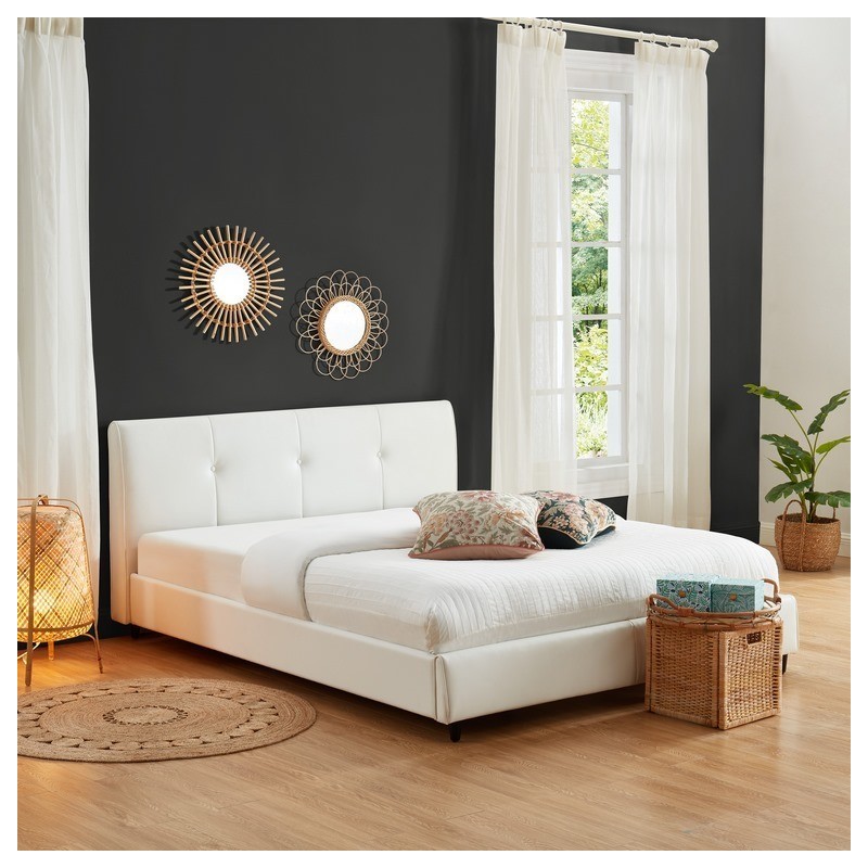 Lit SEGURA simili blanc matelas 160x200