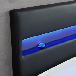 Lit coffre LUMINA simili noir 160x200 sommier inclus