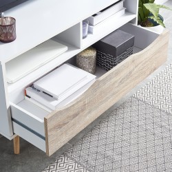 Meuble tv BELA blanc et effet chêne 90cm